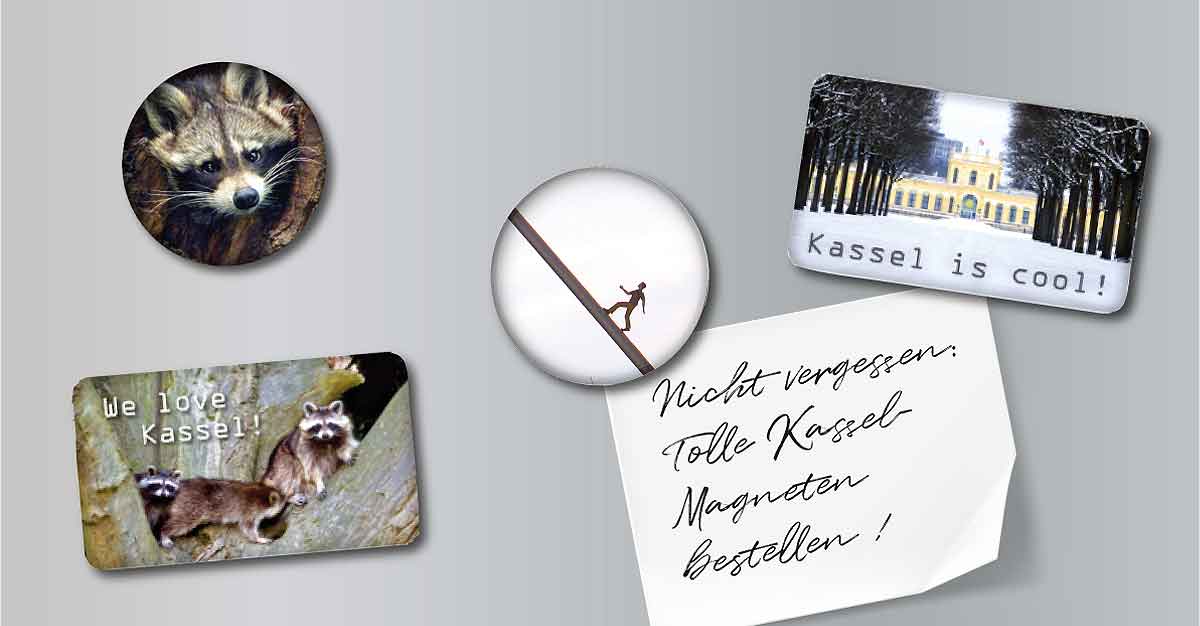 Kassel Kühlschrankmagneten, Postkarten und Buttons